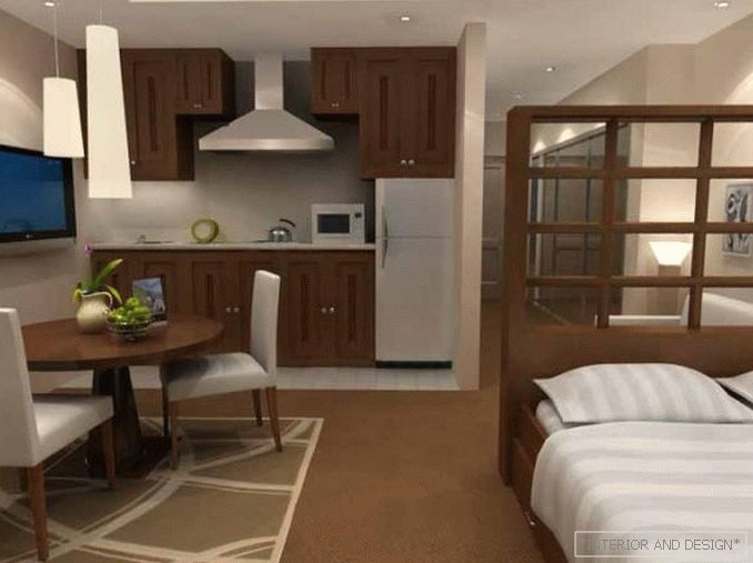 Camera da letto-soggiorno con cucina isolata 1