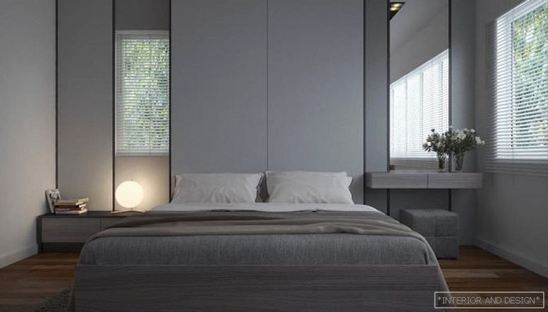 Tende per la camera da letto nello stile del minimalismo 9
